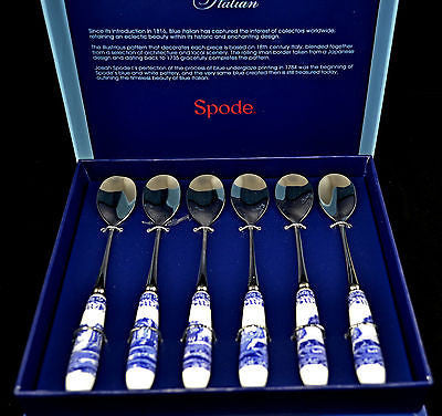 Spode Blue Italian Teaspoon Set of 6