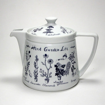 Japanese Mino porcelain teapot - Herb Garden